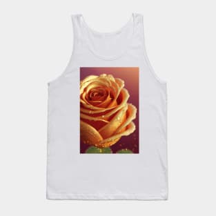 Golden rose with rain drops Tank Top